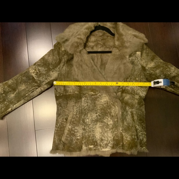 EUC Nicola Berti Olive Suede & Rabbit Fur Jacket - Picture 4 of 7